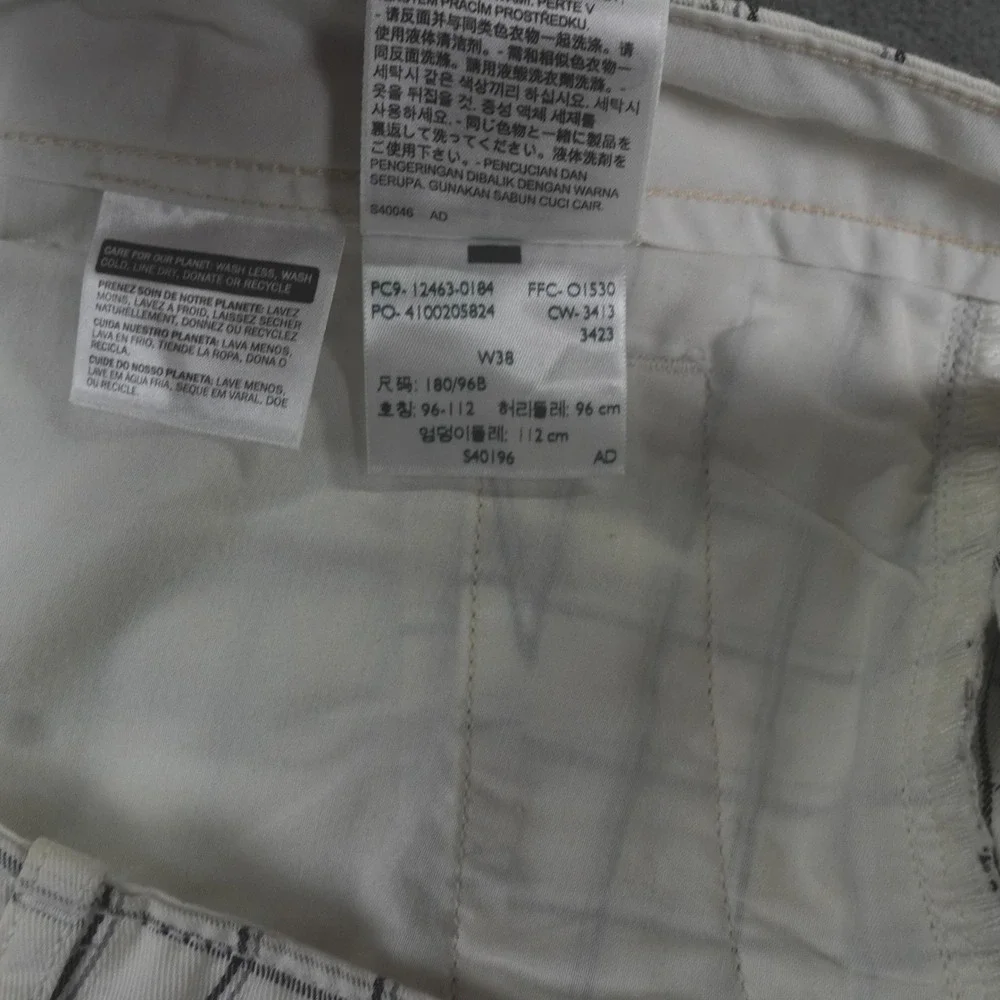 Levis Cargo Shorts Mens 38 White Black Grid Plaid Streetwear‎ Outdoor Skater
